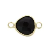 Distanziatore 2 anellini goccia sfaccettata in vetro 14x9 mm Dorato/Nero x1