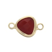 Distanziatore 2 anellini goccia sfaccettata in vetro 14x9 mm Dorato/Bordeaux x1