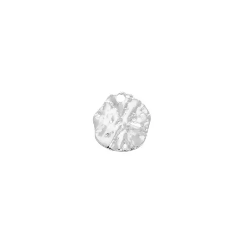Ciondolo irregolare in ottone martellato 10 mm - Rodiato x1