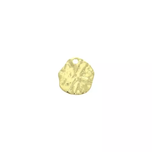 Ciondolo irregolare in ottone martellato 10 mm - Dorato x1