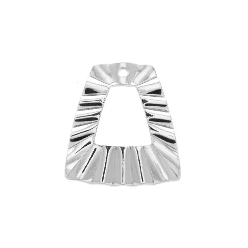 Pendente trapezio in ottone effetto pieghe 21x19 mm - Rodiato x1