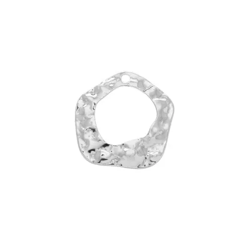 Pendente pentagono irregolare in ottone martellato 16.5x15 mm - Rodiato x1