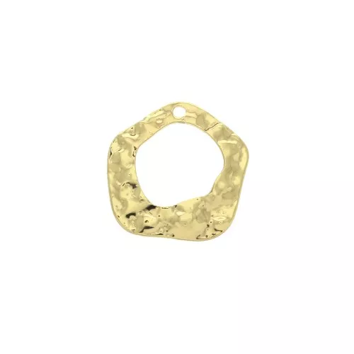Pendente pentagono irregolare in ottone martellato 16.5x15 mm - Dorato x1