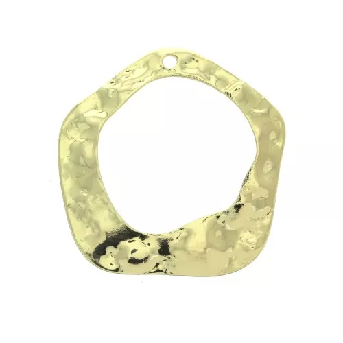 Pendente pentagono irregolare in ottone martellato 25x24 mm - Dorato x1