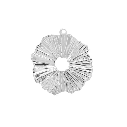 Ciondolo irregolare in ottone effetto pieghe 17 mm - Rodiato x1