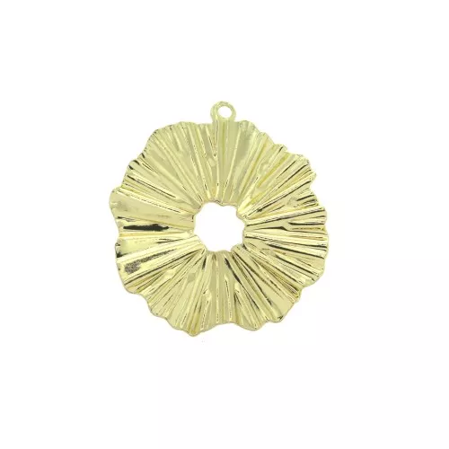 Pendente irregolare effetto pieghe in ottone 17 mm - Dorato x1