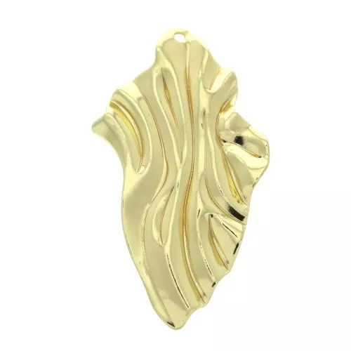 Pendente irregolare effetto pieghe in ottone 45x25 mm - Dorato x1
