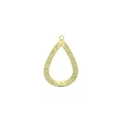 Pendente a goccia in ottone martellato 26x16.5 mm - Dorato x1