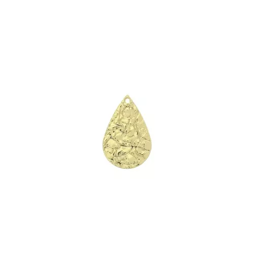 Ciondolo goccia in ottone martellato 18x11 mm - Dorato x1