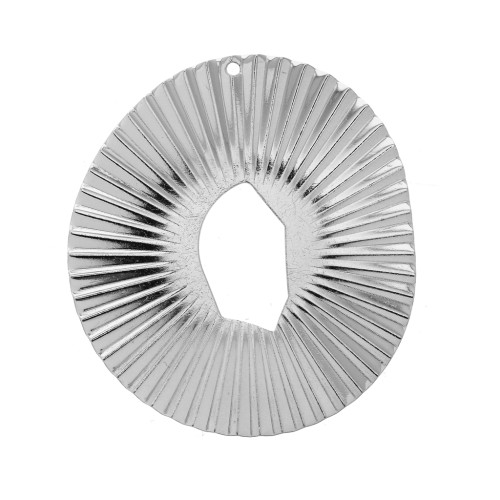 Pendente irregolare in ottone effetto pieghe 42x38 mm - Rodiato x1