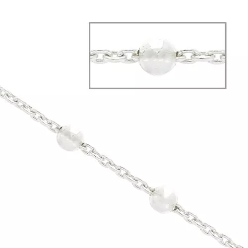 Catena maglia forzatina ovale alternata con perline 2.5mm(1x1)Argento 925 x cm.50