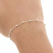 Catena maglia forzatina ovale alternata con perline 2.5mm(1x1)Argento 925 x cm.50