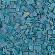 Miyuki Half Tila Beads 5x2.3x1.9mm HTL-2405FR - Matte Transparent Teal AB x10g