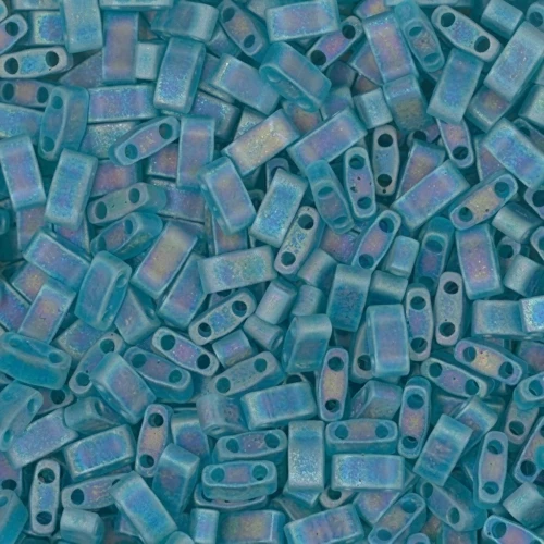 Miyuki Half Tila Beads 5x2.3x1.9mm HTL-2405FR - Matte Transparent Teal AB x10g