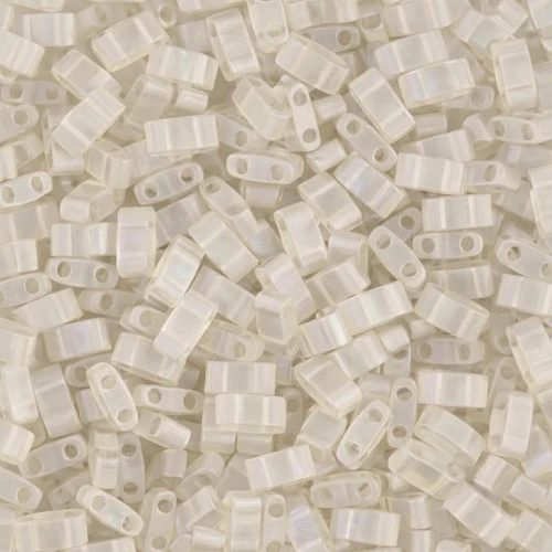 Miyuki Half Tila Beads 5x2.3x1.9mm HTL-3173 - Matte Transparent Oyster Luster x10g