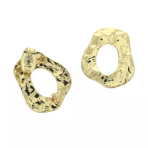 Orecchini martellate irregolari - anello aperto decorativo 17x15 mm Dorato x2