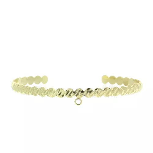Bracciale in ottone striato con anello chiuso decorativo 4.6x160 mm - Dorato x1