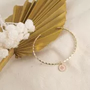 Bracciale in ottone striato con anello chiuso decorativo 4.6x160 mm - Dorato x1