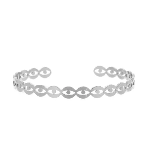 Bracciale in ottone forma dell'occhio decorativo 6x160 mm - Rodiato x1
