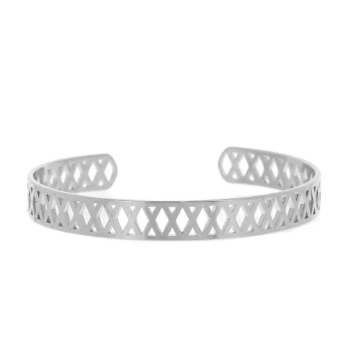 Bracciale in ottone a forma di diamante decorativo 8x160 mm - Rodiato x1
