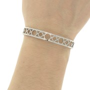 Bracciale geometrico in ottone decorativo 9x160 mm - Rodiato x1