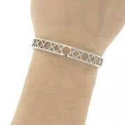 Bracciale geometrico in ottone decorativo 9x160 mm - Rodiato x1