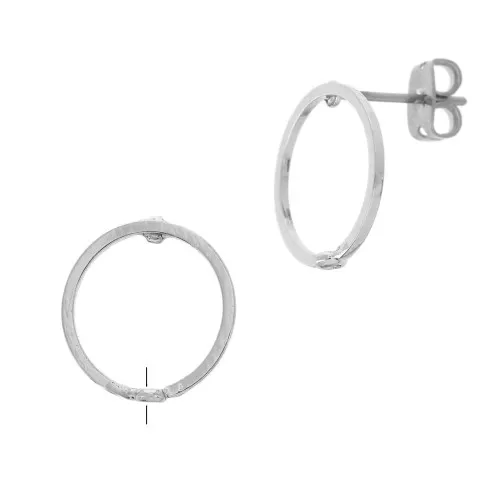 Orecchini tondi con anellino da decorare in ottone 14 mm Rodiato x2