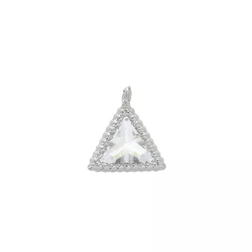 Ciondolo triangolo Ossido di zirconio 8x7mm - Rodiato/Cristal x1