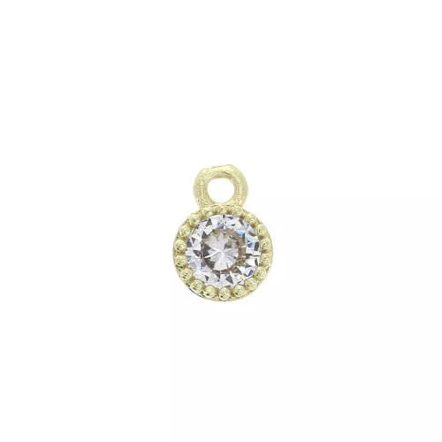 Mini ciondolo con serti de Ossido di zirconio 5 mm - Dorato/Cristal x1