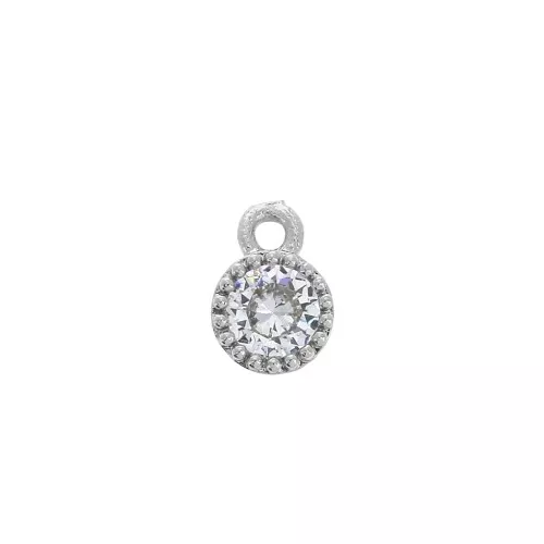 Mini ciondolo con serti de Ossido di zirconio 5 mm - Rodiato/Cristal x1