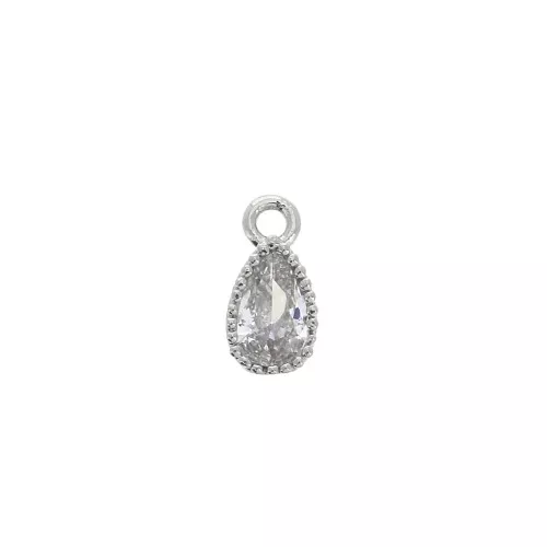 Mini ciondolo con serti de Ossido di zirconio 8x4mm Rodiato/Cristal x1