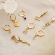 Mini ciondolo goccia con Ossido di zirconio 8x4mm - Dorato/Cristal x1