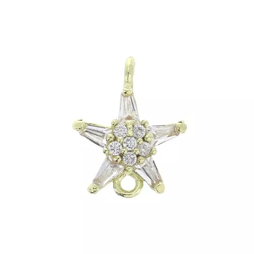 Distanziale stella con Ossido di zirconio 13x10 mm - Dorato/Cristal x1