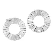 Ciondolo effetto plissettato scavati da decorare in zamac 18 mm - Rodiato x2