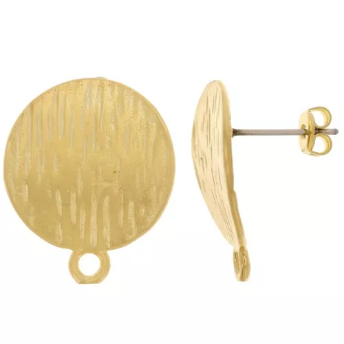 Orecchini tondi striati 19 mm - Dorato con oro fino x2