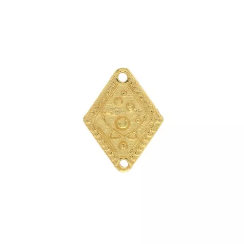 Connettore rombo con 2 fori 19x14 mm con motivo pianeti - Dorato con oro fino x1