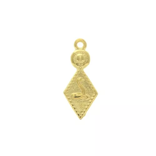 Ciondolo/Pendente rombo e rotondo lavorato serpente 23x10 mm - Dorato con oro fino x1