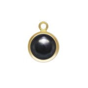 Pendente rotondo 8.6x6.5 mm Imitazione Black Onyx / Gold filled  x1
