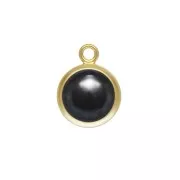 Pendente rotondo 8.6x6.5 mm Imitazione Black Onyx / Gold filled  x1