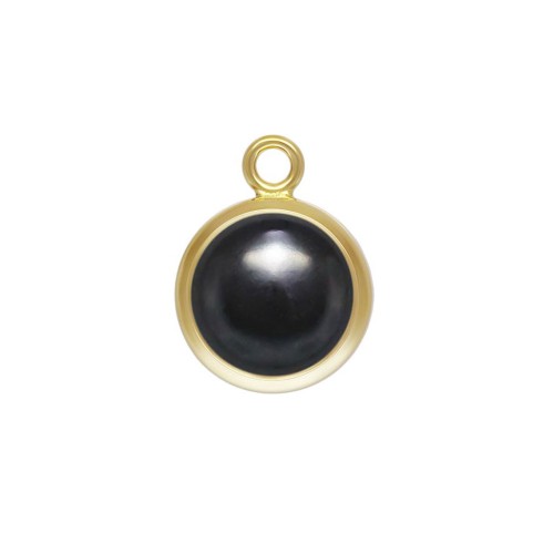 Pendente rotondo 8.6x6.5 mm Imitazione Black Onyx / Gold filled  x1