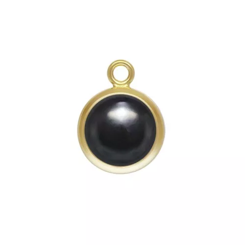 Pendente rotondo 8.6x6.5 mm Imitazione Black Onyx / Gold filled x1
