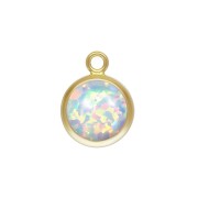 Pendente rotondo 8.6x6.5 mm Imitazione White Opal / Gold filled  x1|raw }}