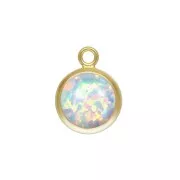 Pendente rotondo 8.6x6.5 mm Imitazione White Opal / Gold filled  x1