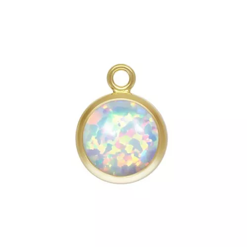 Pendente rotondo 8.6x6.5 mm Imitazione White Opal / Gold filled  x1