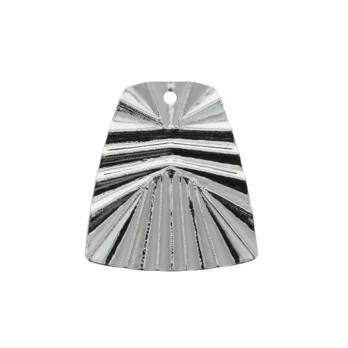 Pendente in ottone plissettato effetto trapezio 21x19 mm - Rodiato x1