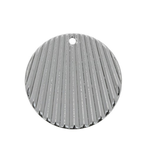 Pendente rotondo in ottone effetto plissettato 21 mm - Rodiato x1