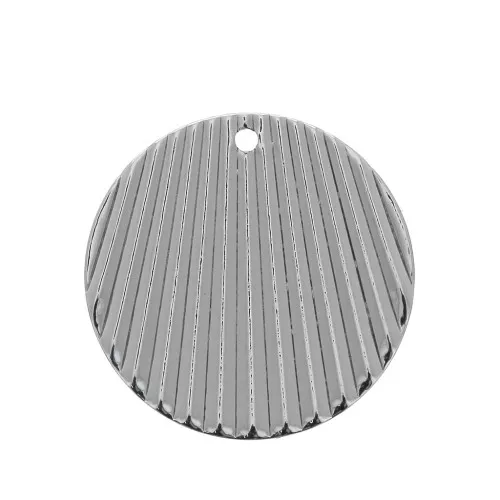 Pendente rotondo in ottone effetto plissettato 21 mm - Rodiato x1