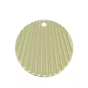 Pendente rotondo in ottone effetto plissettato 21 mm - Dorato x1