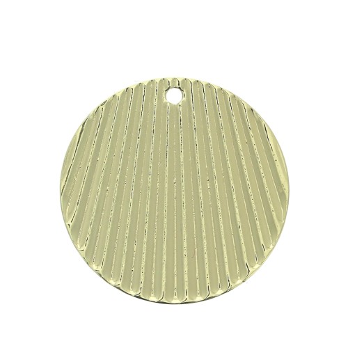 Pendente rotondo in ottone effetto plissettato 21 mm - Dorato x1