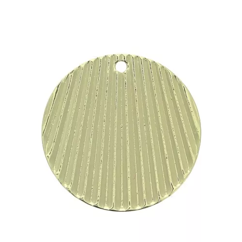 Pendente rotondo in ottone effetto plissettato 21 mm - Dorato x1